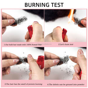 Color gris 30g/1oz venta al por mayor europeo ruso Afro Remy extensiones de cabello virgen doble Afro Kinky Bulk Hair para trenzas bohemias - Product Image 4