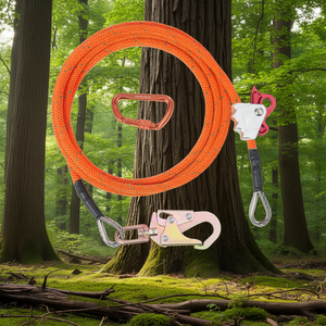 Équipement d'arboriculture Flipline 16 mm avec noyau en acier, 12 pieds, résistance à la rupture de 33 kN, mousqueton en alliage d'aluminium, protection contre les chutes - Product Image 2