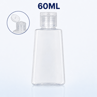 Bouteille trapézoïdale transparente en PET avec bouchon à clapet, vente en gros d'usine, logo personnalisé, emballage vide pour cosmétiques, lotions et shampoings de voyage
