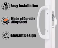 Ensemble de poignées de porte patio avec serrure à mortaise 45 °   Remplacement parfait pour porte coulissante en verre, convient aux espaces entre les trous de vis de 3-15/16 pouces, blanc
