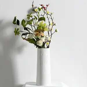 Custom logo Nordic White Ceramic Flower Vase For Home Decoration Office Home Decor Ceramic