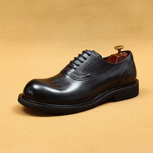 Chaussures en cuir décontractées d'affaires chaussures Oxford peintes rétro britanniques en cuir véritable pour hommes avec bout rond et grande taille pour hommes - Product Image 5