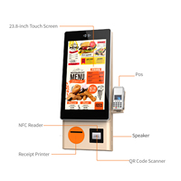 Terminal de point de vente en libre-service pour restauration rapide, écran tactile numérique de 23,8 pouces, kiosque de restaurant pour commande et paiement en libre-service, fonction SDK