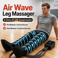 Bottes de récupération par compression d'air pour la gym, le bureau et la maison, masseur enveloppant pour jambes entières à 8 chambres avec contrôle par minuterie pour le soulagement musculaire