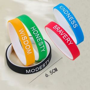 Bracelet en silicone de haute qualité avec inscription 'Good Human Nature MODESTY WISDOM BRAVERY KINDNESS HONESTY' - Product Image 2