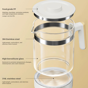 Nouvel arrivage : Bouilloire en verre de remplacement de 1300 ml pour <span class=keywords><strong>chauffe</strong></span>-lait pour bébé, en verre borosilicate de haute qualité, ajustement universel, facile à nettoyer - Product Image 4