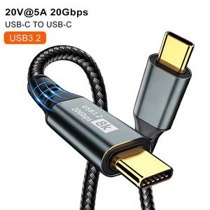 كابل يو إس بي 8K hz 20Gbps 60 gb <span class=keywords><strong>2</strong></span> Gen <span class=keywords><strong>2</strong></span> W 20V 5 V شحن سريع من النوع C كابل صوت فيديو لنقل البيانات للشاشة - Product Image 1