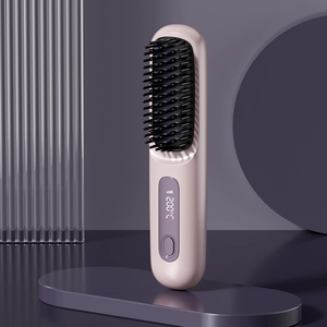0728 Innovative Hair Straightener <b>Comb</b> Fast Heating <b>Hot</b> Styling Brush with Digital Readout for Precise Control - Product Image 3