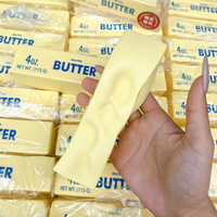 Jouet Squishy en forme de bâton de beurre avec gel PU ultra-doux et texture à rebond lent, design inspiré des aliments, parfait pour soulager le stress