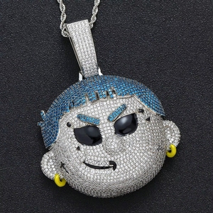 Collier Pendentif Personnage 3D Légende du Gaming, Entièrement Sertie de Zircons Micro-Pavés, Bijou Lourd Inspiré de l'Esports et du Hip-Hop pour Hommes Rapper - Product Image 4