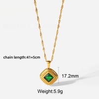 Conjunto de joyería de moda para mujer, collar de acero inoxidable chapado en oro de 18K, estilo Retro, Serie de circonita verde