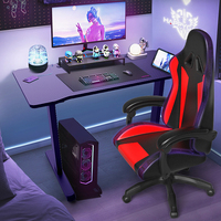 2026 Moderne Verstelbare Hoogte LED Computerbureau E-sport Bureaublad Zwart RGB Gaming Tafel PC Bureau Met Headset Houder