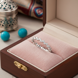 Pave Band Shiny Zircon Stone Beaded <b>Ring</b> Turkish Handcrafted Wholesale 925 Sterling <b>Silver</b> Band <b>Ring</b> - Product Image 3