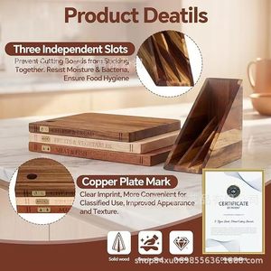 Juego de tablas de cortar de madera, 3 tipos, estilo libro, diseño con flujo de aire, tabla de picar para cocina, fácil de limpiar - Product Image 4