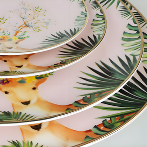 Luxury Gold Rim Reindeer Christmas Plates,Bone China Ceramic <strong>Xmas</strong> Festive Season <strong>Dinner</strong> Plate <strong>Set</strong> with Deer Design - Product Image 3