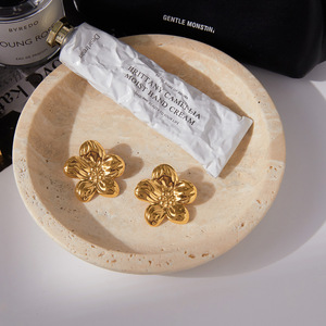 Flower <b>Stud</b> <b>Earrings</b> Gold Plated Stainless Steel Bezel Set <b>Crystal</b> Women's Everyday Wear Jewelry - Product Image 4