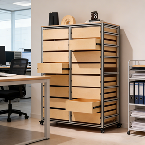 Mueble de exhibición multicapa, estantería de almacenamiento DIY para isla central de café, gabinete de aluminio ligero con cajones - Product Image 3