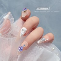 Seni Kuku Gaya Baru yang Terkenal di Internet, Hiasan Berlian Imitasi Czech Pave Ultra-Mengkilap, Gaya Jepang, Strip Panjang, Patchwork Logam, Alas Runcing