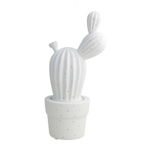 Lámpara de cactus de porcelana blanca en maceta para decoración del hogar - Product Image 1