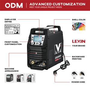 Soldadora MIG <span class=keywords><strong>Multiproceso</strong></span> LEVIN 230A 220V con Voltaje Real, Sinérgica, Doble Pulso, <span class=keywords><strong>Inversor</strong></span> IGBT con Pantalla LCD para Soldadura de Aluminio - Product Image 2