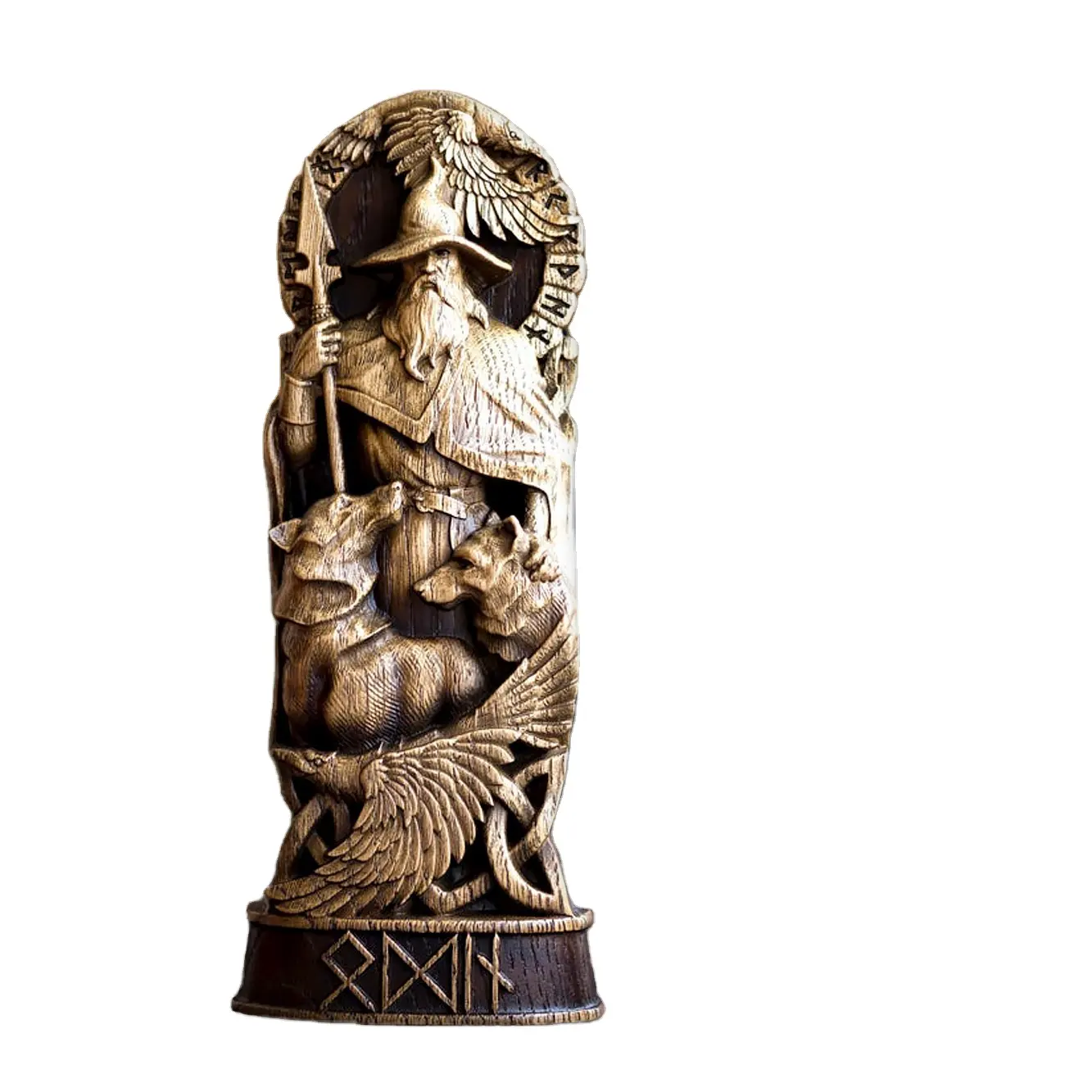 Toptan özelleştirilmiş reçine Thor çekiç Viking İskandinav mitoloji tanrı Thunder heykeli bronz renk zarif Viking heykel