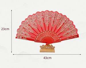 Éventails pliants à couche unique en dentelle, avec estampage à chaud et os en plastique ajouré, pour mariage, personnalisables – Grande Vente - Product Image 3