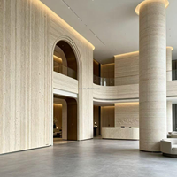 Tuile en pierre flexible ignifugée en argile modifiée, ultra-mince, imprimée en 3D, effet travertin, pour façade extérieure d'hôtel, fabriquée à l'usine de Foshan