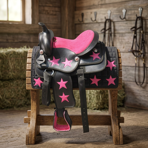 Silla de Montar Inglesa de Cuero PU Indio de Alta Calidad, Tamaño 15"-17", Patrón Personalizable, Modelo RS-060 de Saddlery Real International - Product Image 3