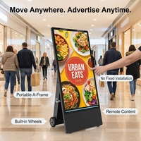 Pantalla LCD Portátil para Menús Digitales en Exteriores, con Ruedas, Animación y Señalización para Restaurantes y Tiendas Minoristas