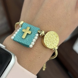 LS-B9047 Pulsera Religiosa con Dijes de San <span class=keywords><strong>Gregorio</strong></span> Hernández, Bañada en Oro, Pulsera Miyuki Tejida para Mujer, Regalo de Cumpleaños - Product Image 3