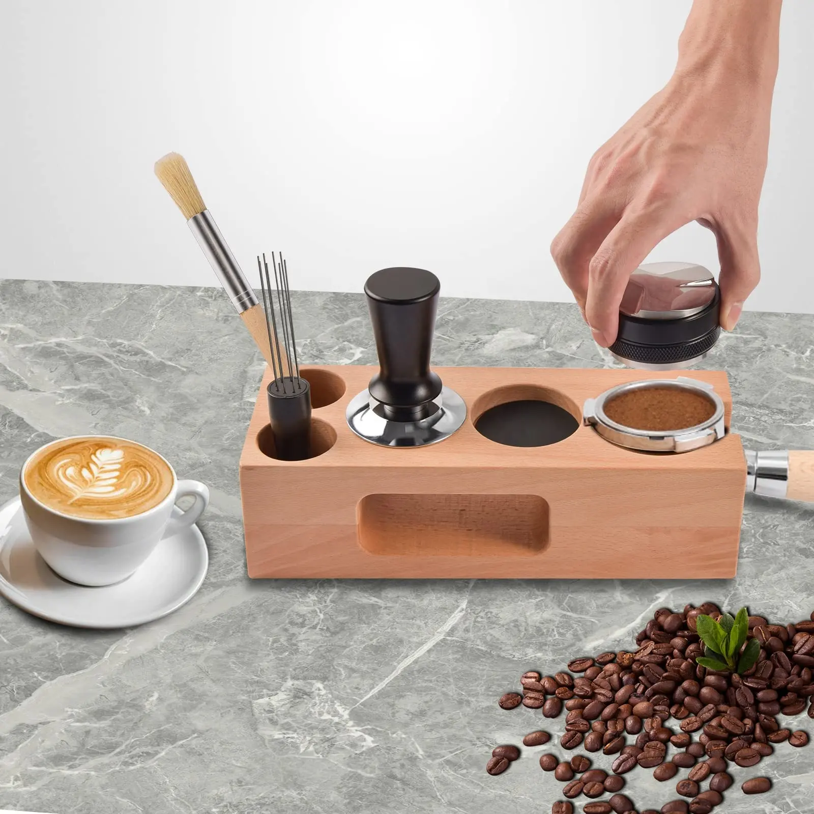 Hout Tamper Koffie Hout Klop Doos Bamboe Koffie Barista Hout Koffie Sabotage Station Espresso