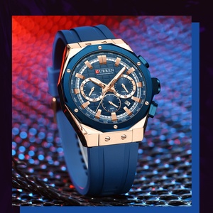 Montre CURRN 8464, montre chronographe de marque tendance pour hommes, montre sport à quartz avec bracelet en silicone, étanche, aiguilles lumineuses - Product Image 5