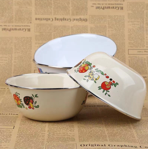 Großhandel 16-20cm Einweg-Eis schalen Set 3 PCS Emaille Rühr schüsseln mit Kunststoff deckel Stahl Premium Quality Schalen - Product Image 5