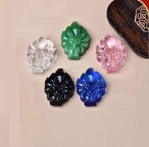 Pendentif Renard à Neuf Queues en Agate Cristalline, Calcaïdonie et Verre Teinté, Amulette Porte-Bonheur en Jade Multicolore pour Collier DIY - Product Image 2