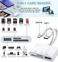 Lector de Tarjetas SD USB-C para iPhone/iPad, Adaptador de Tarjetas TF de Doble Puerto, Compatible con SD//USB 3.0, Multifuncional, Material ABS