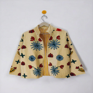Elegant Artisan <b>Velvet</b> Embroidered Suzani Jacket With Floral & Tiger Pattern Full Sleeve Stand Collar Handmade <b>Women</b> Autumn <b>Coat</b> - Product Image 1