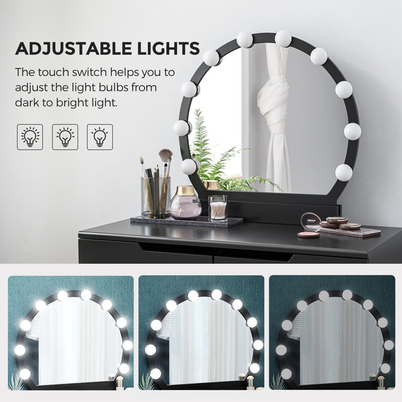 wholesale makeup vanity table with bulb lights and chair set
