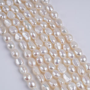 Collier de perles d'eau douce naturelles baroques, matériel de bricolage, perles de Zhuji, 5-6 mm, double face, couleur rose brillant, trous droits, en vrac - Product Image 2