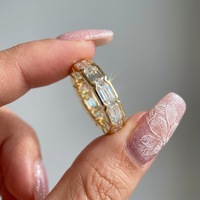Bague de fiançailles en moissanite couleur D VVS1 pour femme, certifiée GRA, coupe émeraude, bague en moissanite en rangée, bijoux en argent sterling S925