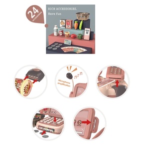 24ชิ้นแกล้งเล่นช้อปปิ้งของเล่นสำหรับเด็กเกมการศึกษาแคชเชียร์<span class=keywords><strong>เครื่อง</strong></span>ลงทะเบียนเงินสด - Product Image 2