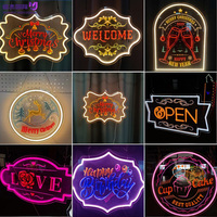 Panneau néon acrylique gravé et découpé au laser, cadre vintage, motif Joyeux Halloween (Trick or Treat), éclairage mural LED rétroéclairé, personnalisable pour diverses occasions