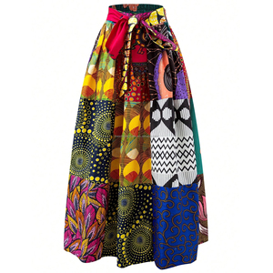 Custom Women's African Print <strong>Patchwork</strong> Ankara Dashiki Maxi <strong>Skirt</strong> for Ladies - Product Image 4