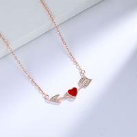 Collier en argent sterling 925 avec pendentif en forme de flèche rouge en forme de cœur, 520 An CZ