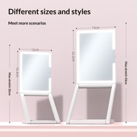 Miroir de maquillage portable à LED réglable en hauteur pour bureau, vente en gros, logo personnalisable, pliable, grossissement 10x