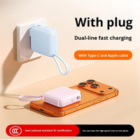 Mini Banco de Energía 3 en 1 con Enchufe y Cable, Carga Superrápida, 20000 mAh, Ligero y Portátil, Banco de Energía 3C