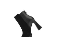 Bottes mi-mollet pour femmes en cuir véritable de haute qualité, à bout pointu, plateforme, talons épais, fermeture éclair
