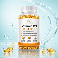 Capsules de Vitamine D3 K2 B12 en Gélules Molles à Marque Blanche 5000 UI à Base d'Huile de Coco, Logo Personnalisé, Supplément OEM ODM