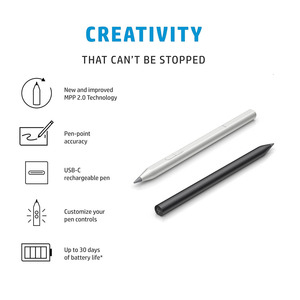 Đen Có Thể Sạc Lại MPP 2.0 Nghiêng Bút Cho HP Màn Hình Cảm Ứng Các Thiết Bị Tùy Chỉnh Và Thiết Kế Nhỏ Gọn Với Từ Thùng 3J122AA - Product Image 2