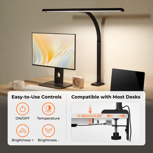 Lámpara LED de Escritorio con Clip, Negra y Blanca, Barra de Luz Sobre <span class=keywords><strong>el</strong></span> Monitor, Lámpara de Lectura Inteligente para <span class=keywords><strong>el</strong></span> Hogar y <span class=keywords><strong>el</strong></span> Estudio, Cuidado de la Vista - Product Image 2
