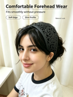 Serre-tête Hijab Géométrique Noir Mat en Nylon Sablé, Élégant, Durable, de Haute Qualité, pour Femme, Support Creux pour Voile Musulman